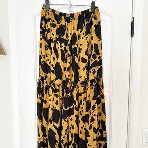 Anthropologie Silky Black and Gold Maxi Skirt